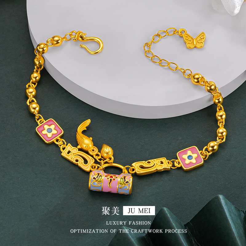 Photography Yellow - Bransoletka damska „Blossom Lock & Koi”