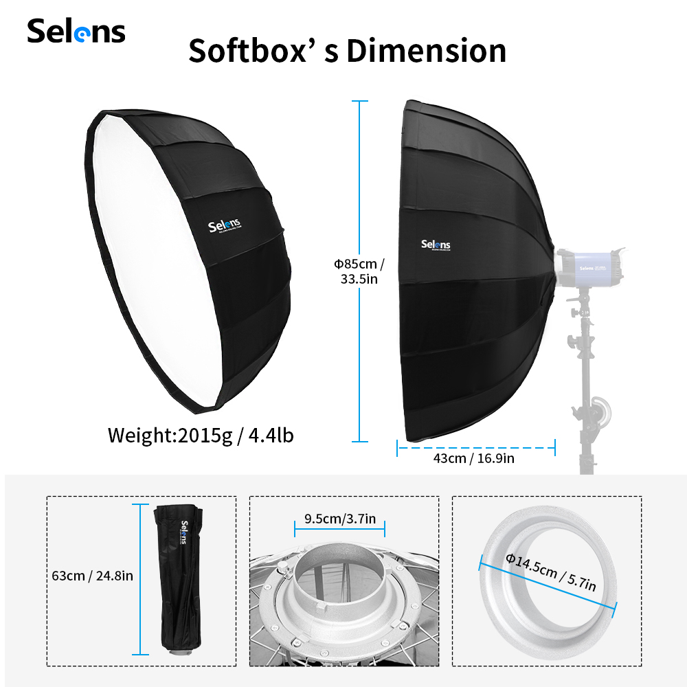 Selens 85cm parasol Radar Soft – Photography Umbrella Light recenzja i cena